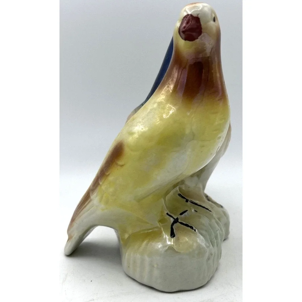 Handpainted Iridescent Lusterware Pigeon Figurines - Made in Brazil - 6 3/8Tall